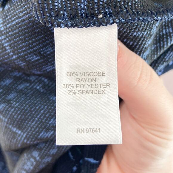 J. Jill Women's Navy Textured Shift Dress sz Large Petite 3/4 Sleeve Ribbed - Picture 7 of 8